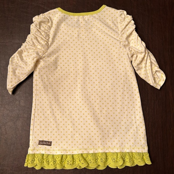 Matilda Jane Girls Size 8 Lime Rehearsal Time Make Believe Dot Tunic - Picture 3 of 7